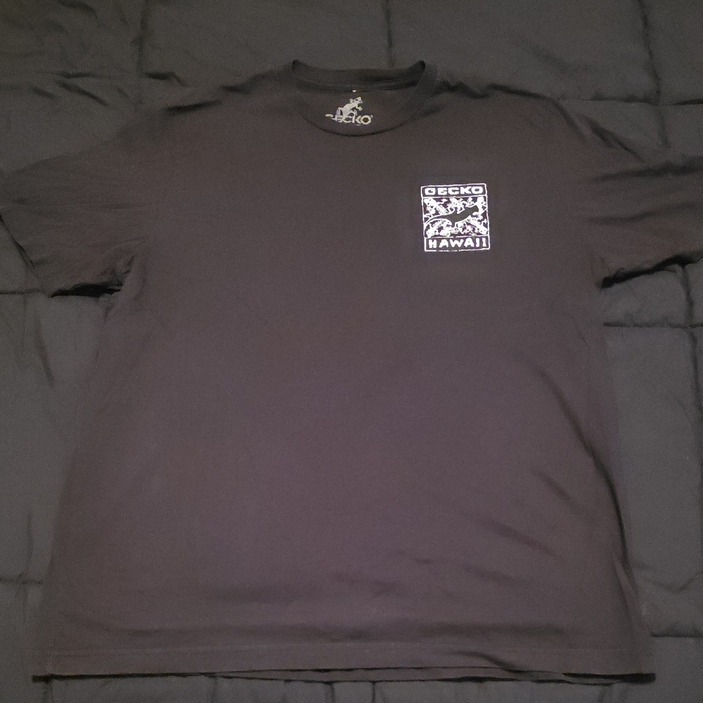 Gecko Hawaii Black Graphic Tee for Men